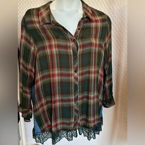 LOGO by Lori Goldstein Denim and Plaid Shirt 22W